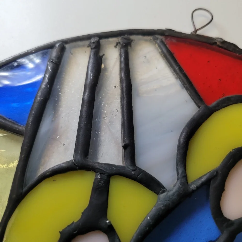 Round Stained Glass‎ Nativity Scene Wall Hanging Decor Sun Catcher Religious Art
